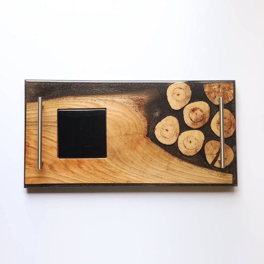 Wood and resin serving board